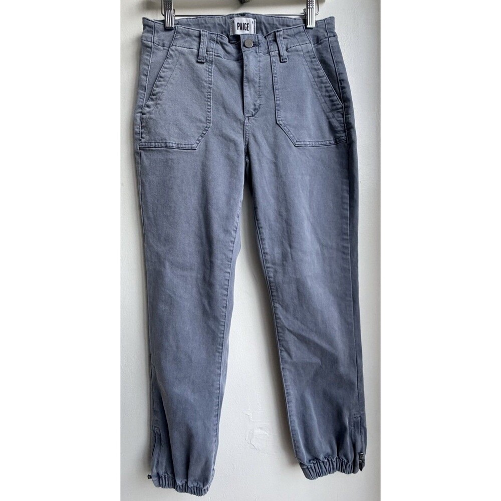 PAIGE Mayslie Cargo Jogger Pants Size 28 Blue Utility Stretch Slim Womens Casual